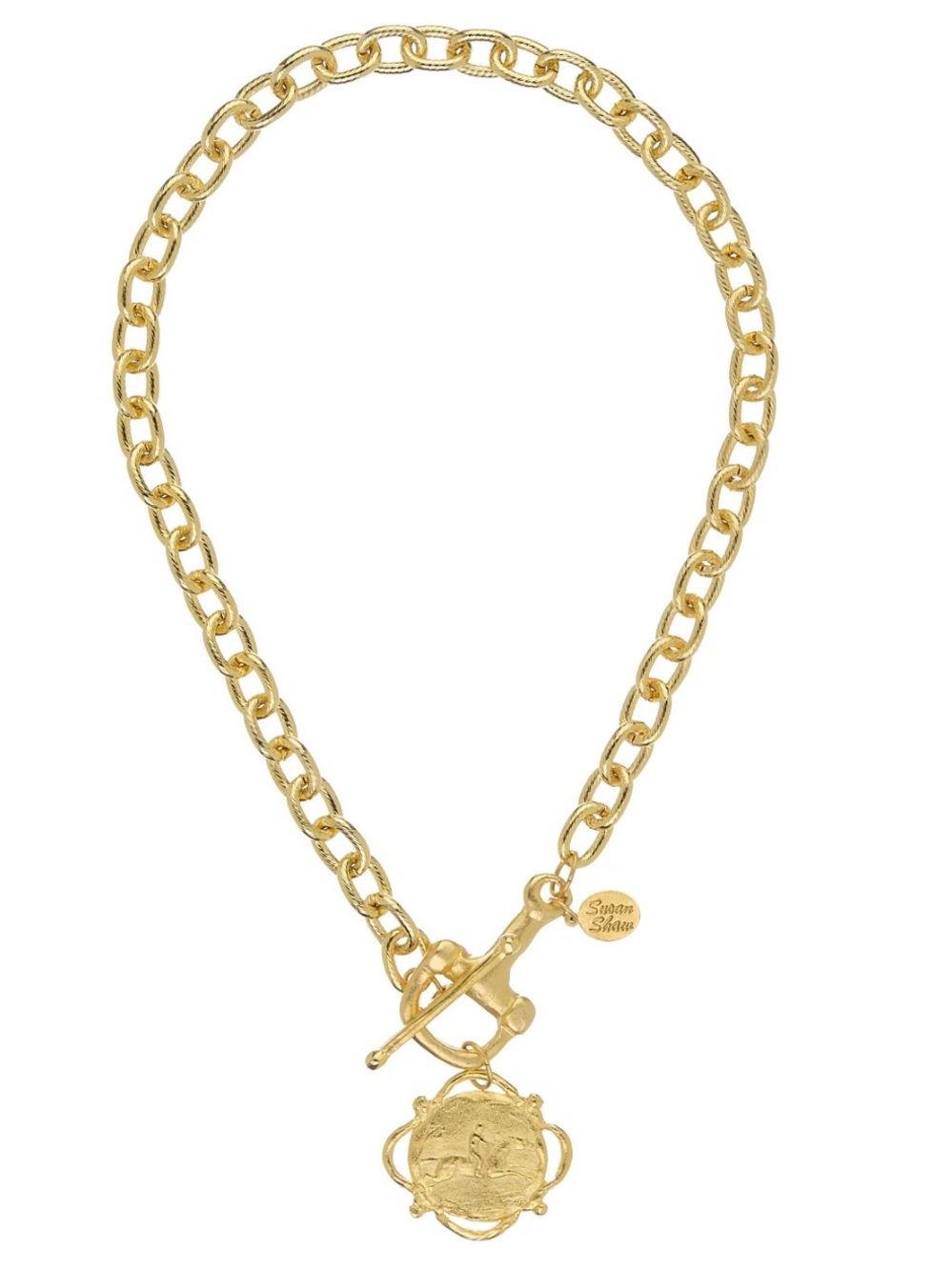 Susan Shaw Felicity Pendant Toggle equestrian horse derby gold Necklace NWT